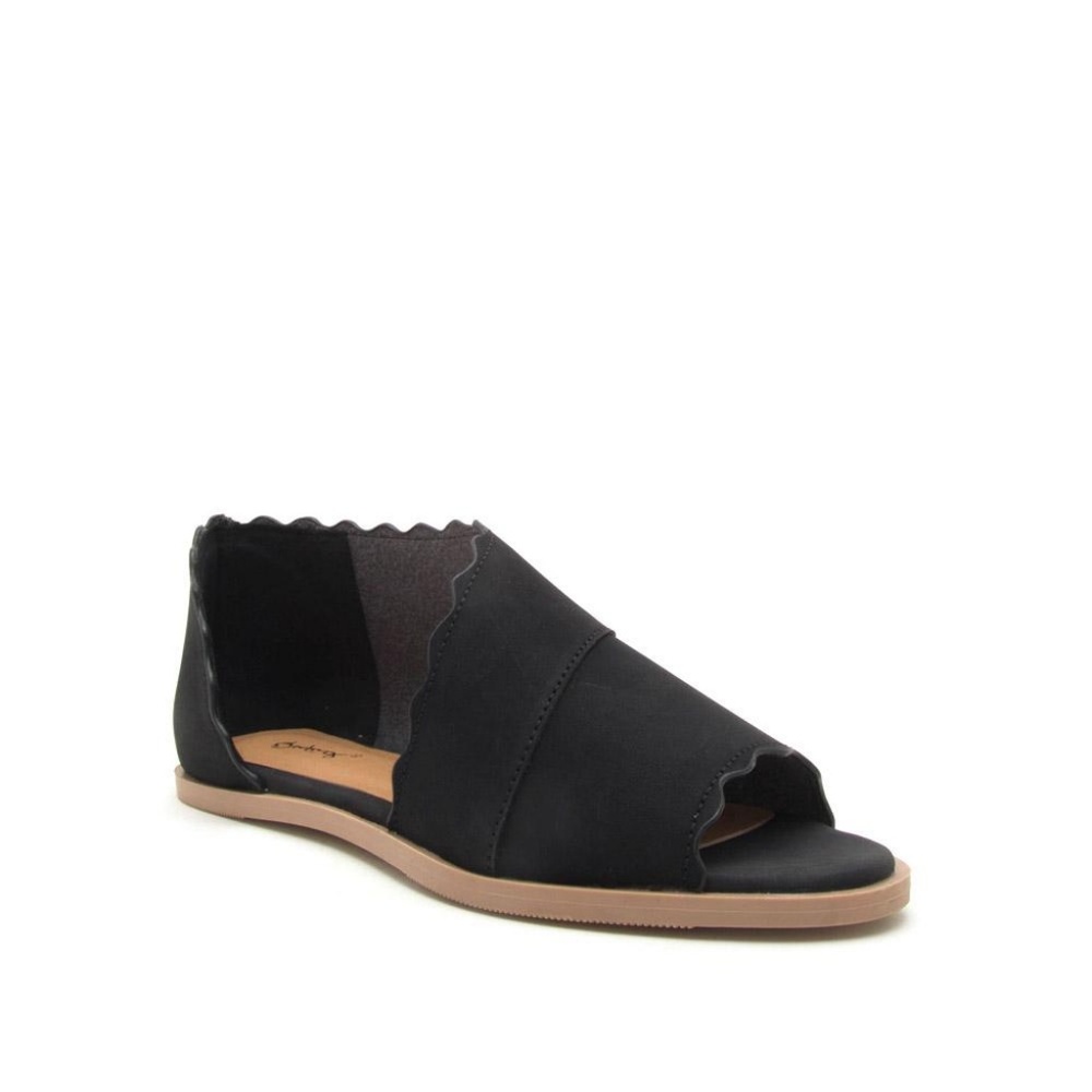 Black Scalloped Ballerina Flats - Picture 2 of 5